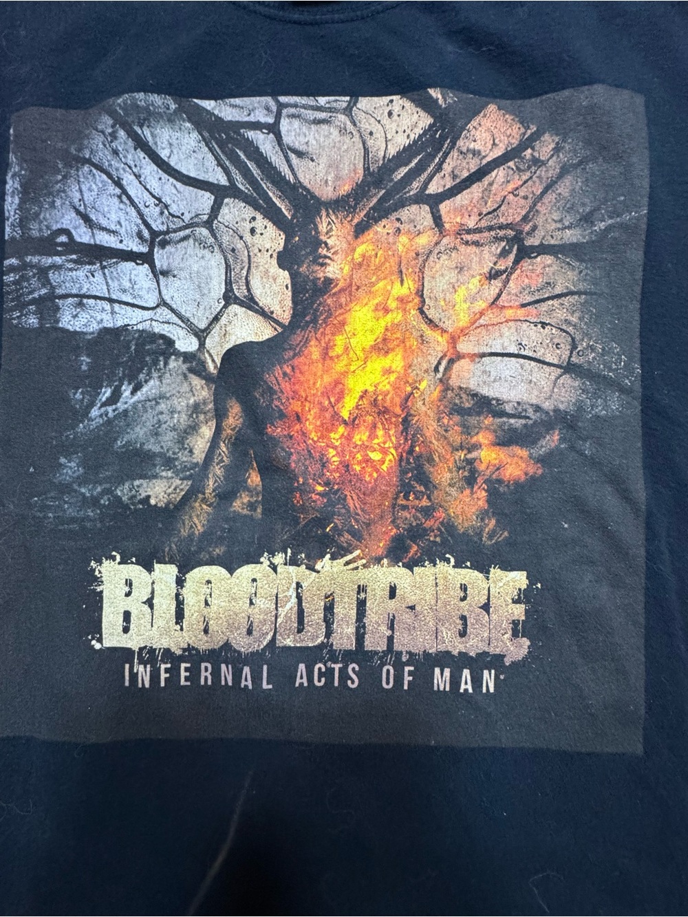 Bloodtribe Infernal Acts of Man Cut Off Metal Band Shirt Mens L Gildan Black - Picture 3 of 8